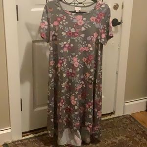 LuLaRoe Carly swing dress, lightly worn, size medium, gray floral pattern